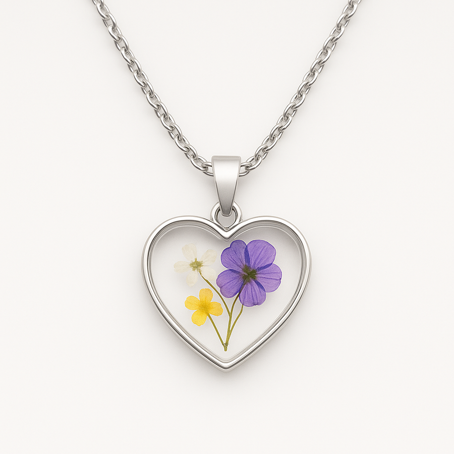 Pressed-Flower Heart Pendant (NFC)