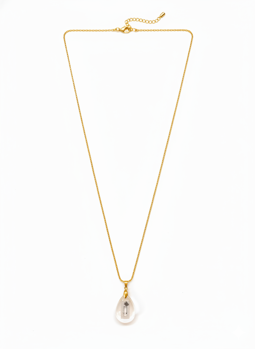 Resin and Stainless Steel Drop Necklace