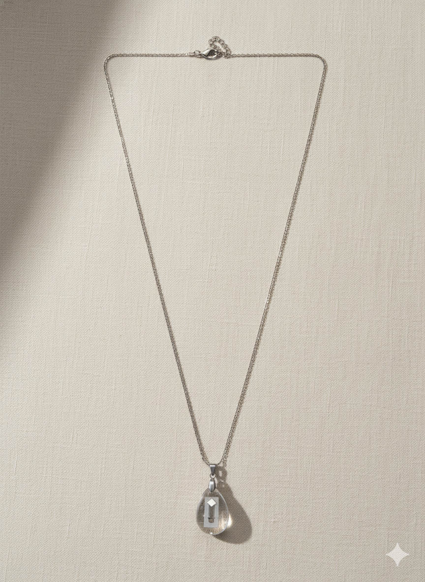 Resin and Stainless Steel Drop Necklace