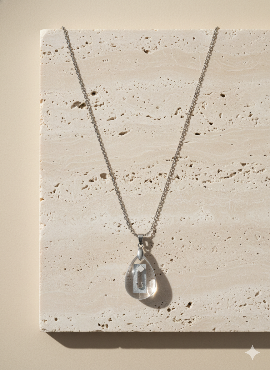 Resin and Stainless Steel Drop Necklace