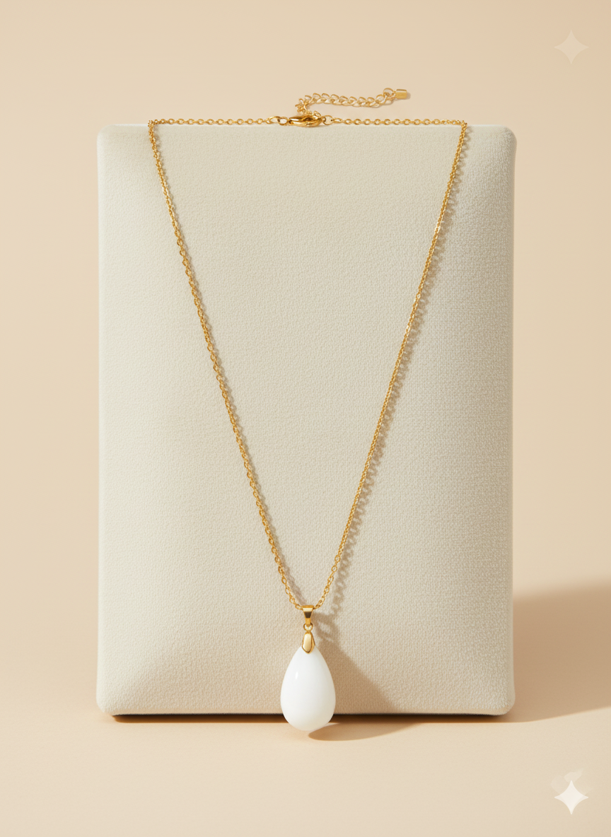 Resin and Stainless Steel Drop Necklace