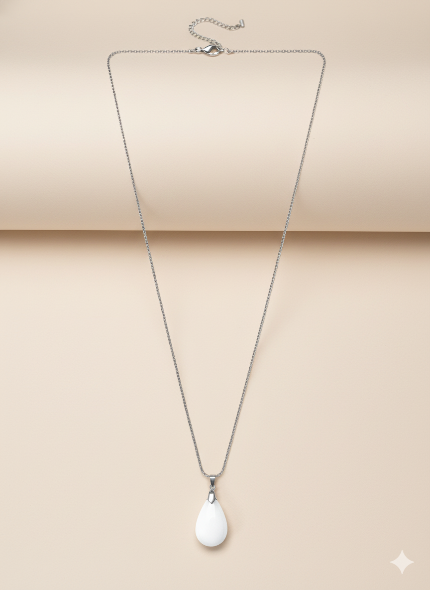 Resin and Stainless Steel Drop Necklace