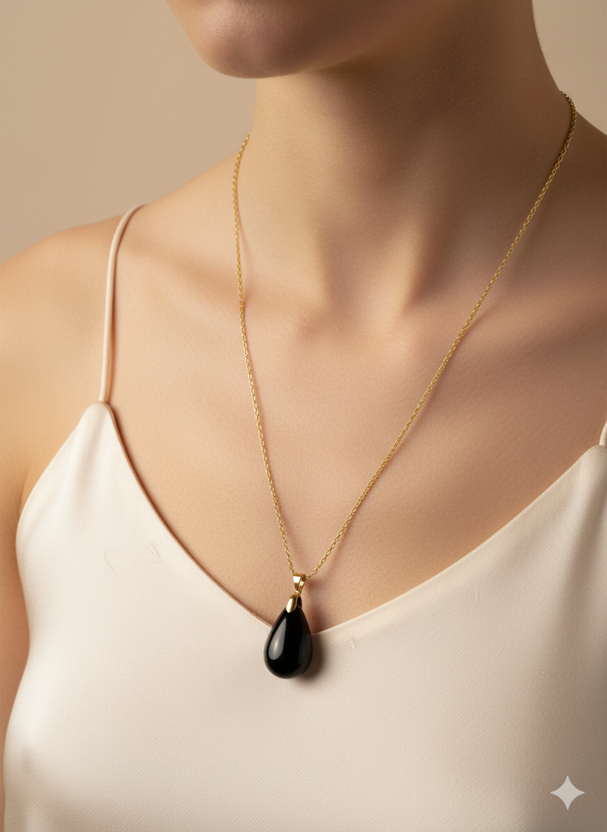 Resin and Stainless Steel Drop Necklace