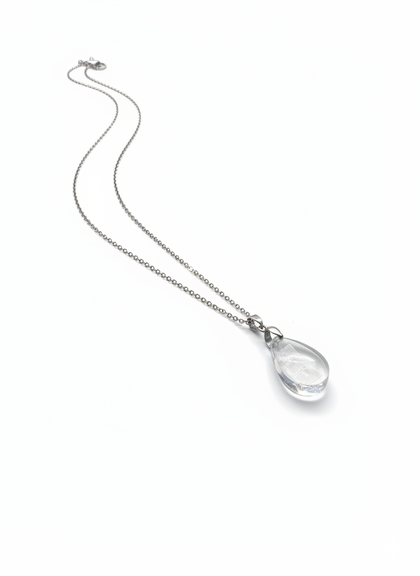 Resin and Stainless Steel Drop Necklace