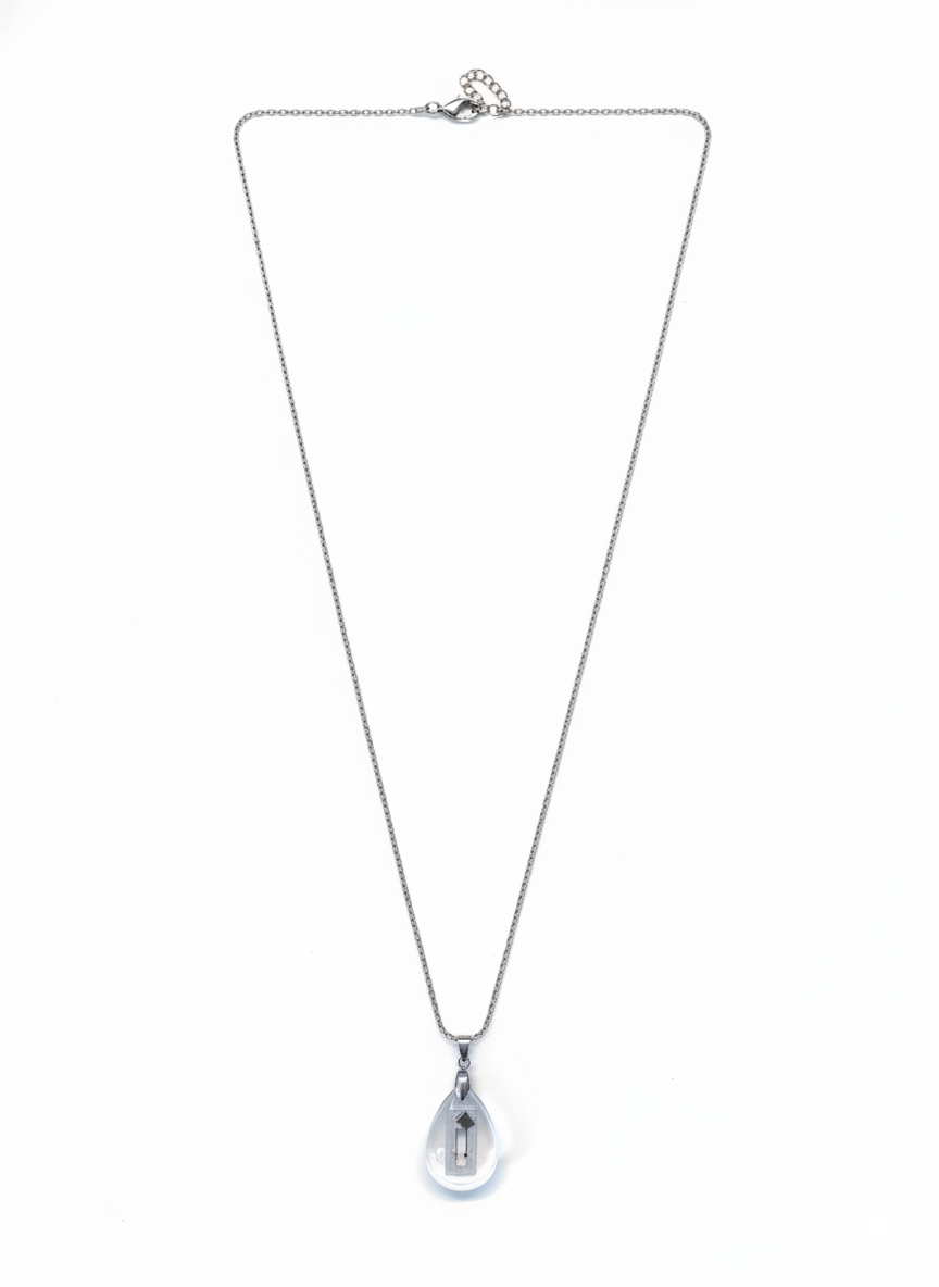Resin and Stainless Steel Drop Necklace